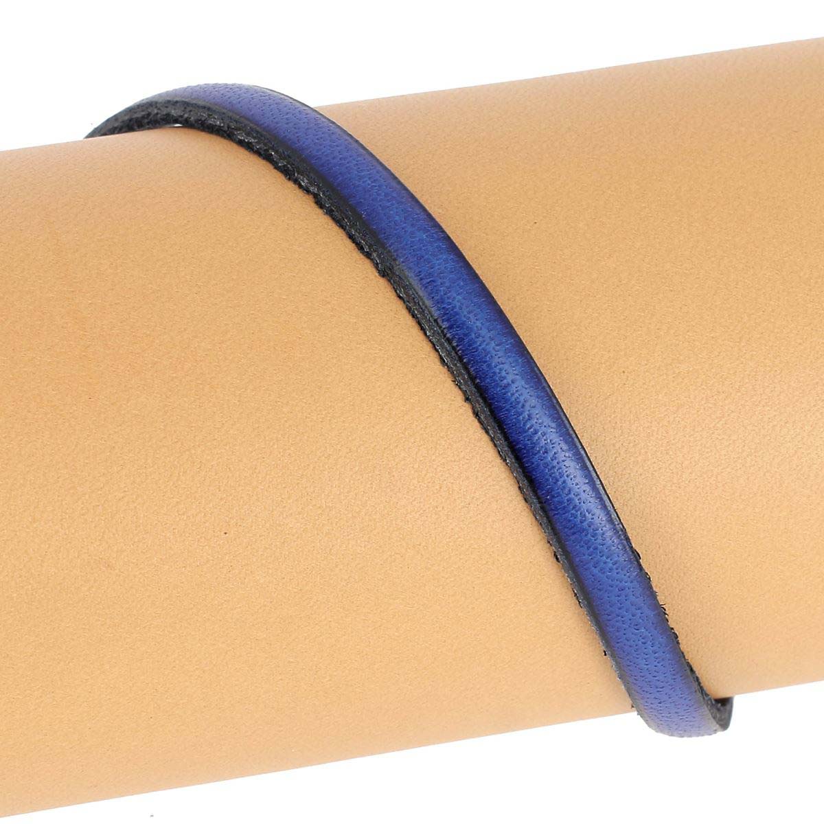 Lacet en cuir plat 5mm tranches noires - Les 10 cm - Image 2