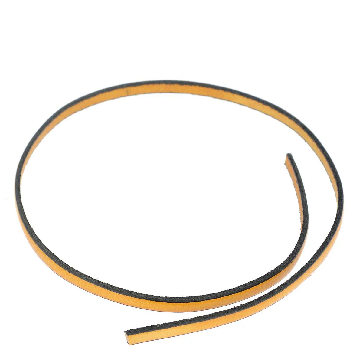 Lacet en cuir plat 5mm tranches noires - Les 10 cm - Image 22