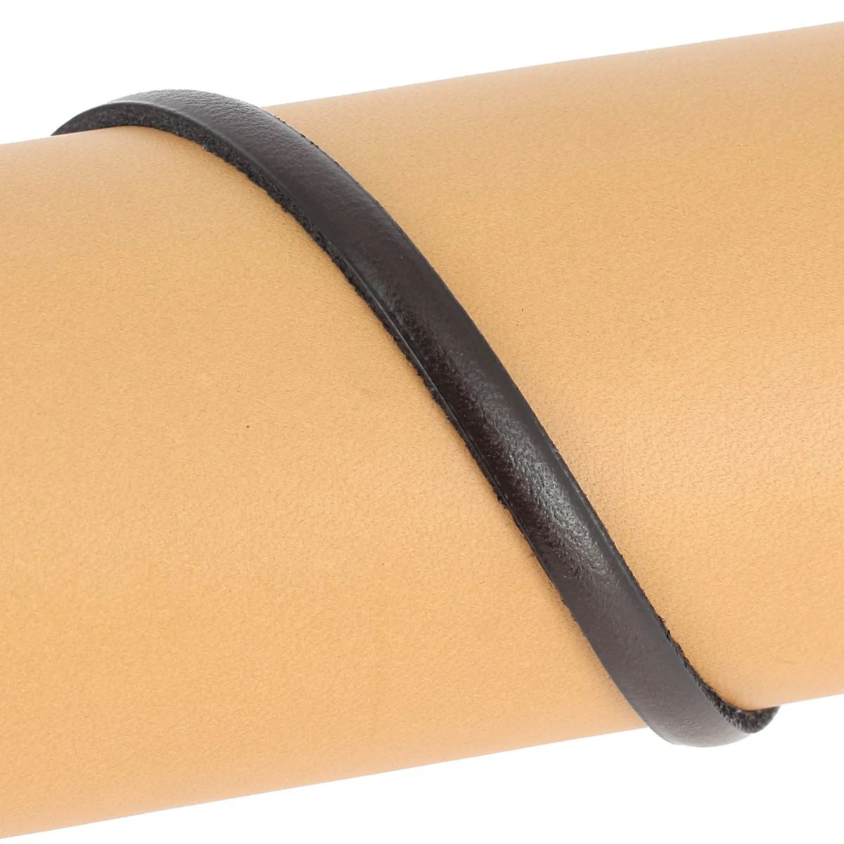 Lacet en cuir plat 5mm tranches noires - Les 10 cm - Image 32