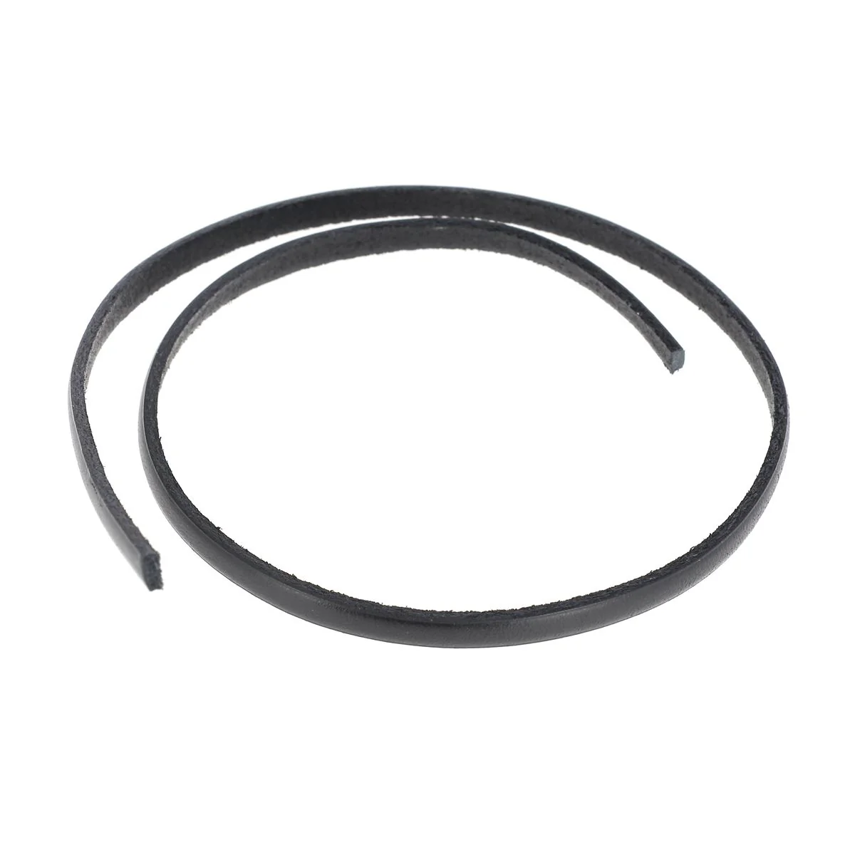 Lacet en cuir plat 5mm tranches noires - Les 10 cm - Image 7