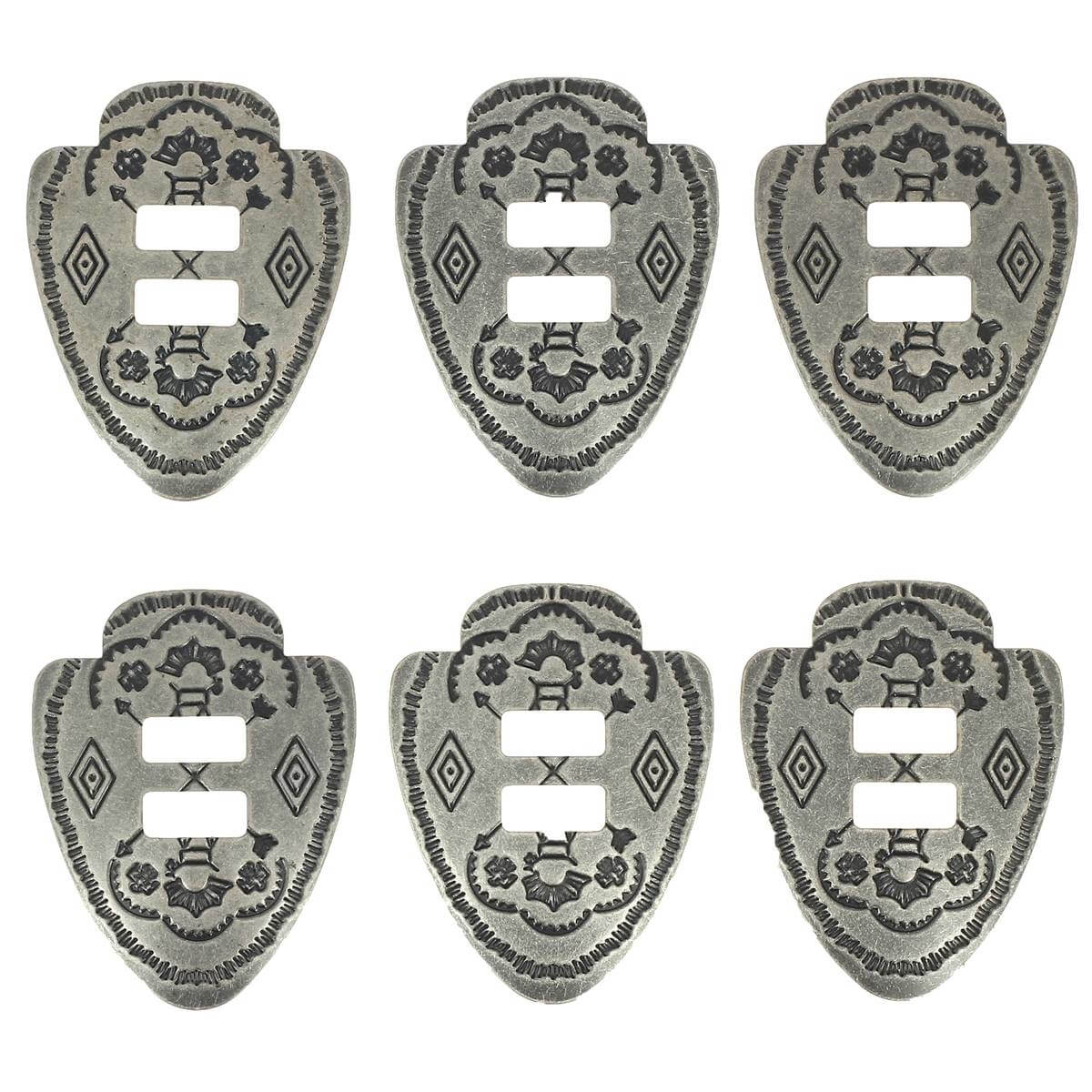 6 Conchos à lacer APACHE - 33x44 mm - Vieux Nickel - Image 3