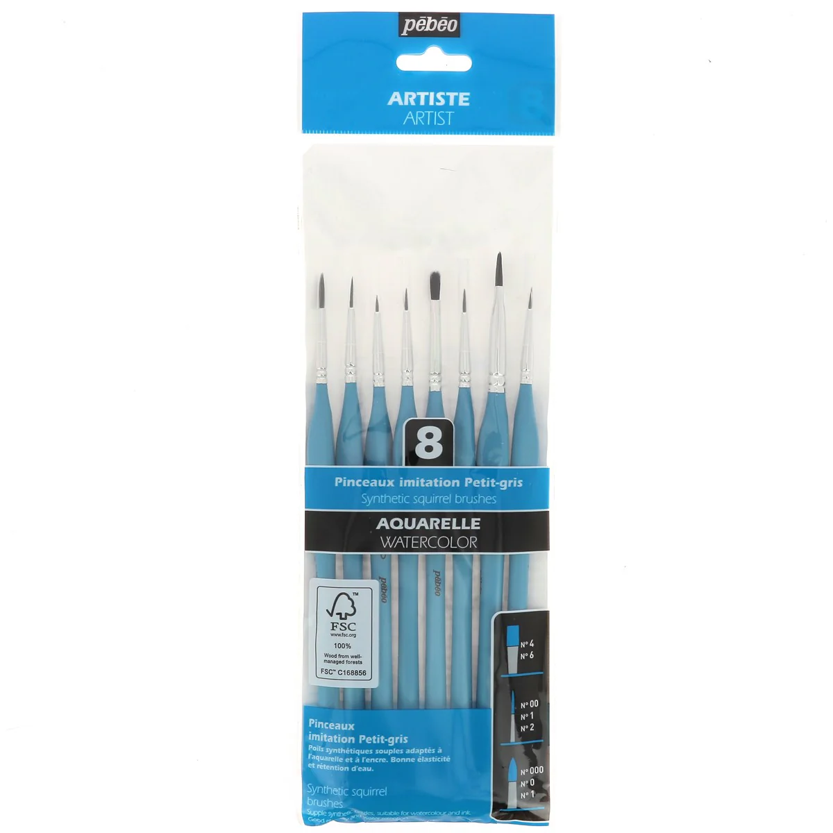 Set de 8 pinceaux aquarelle imitation petit-gris - Précision - Pébéo - Image 3