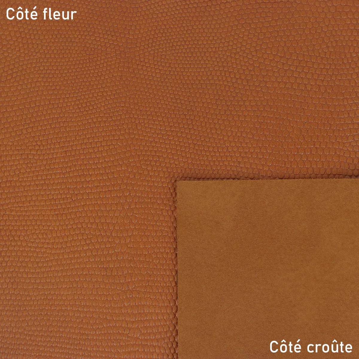 Peau entière de cuir de basane FRANCE imprimé lézard - ANILINE - COGNAC BAF31 - Image 2