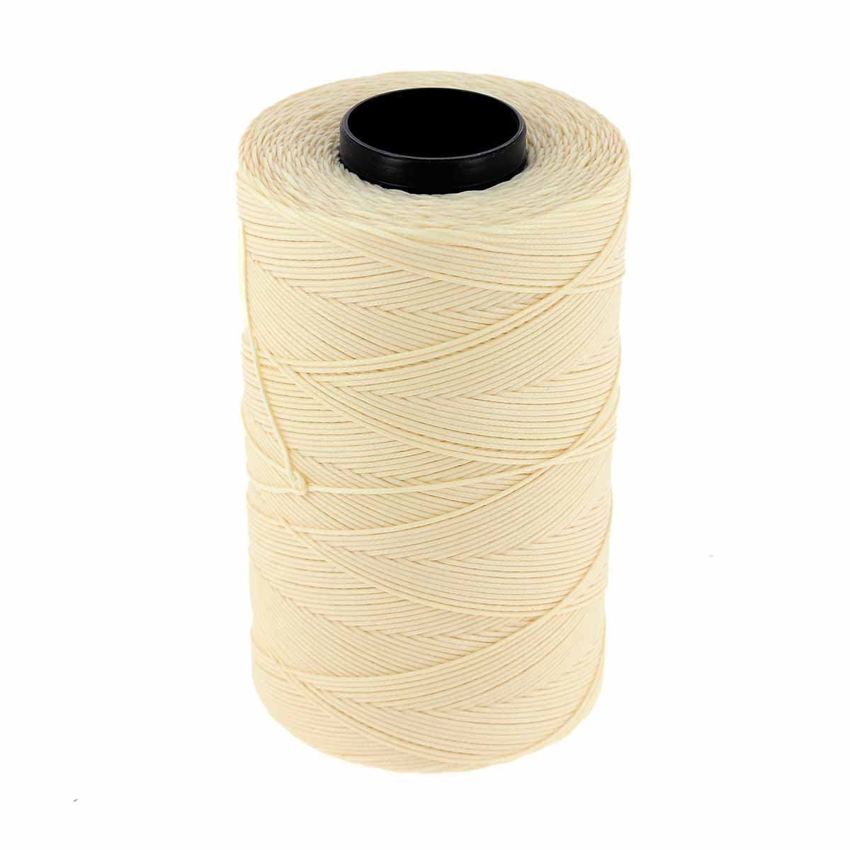 Bobine de 500m de fil polyester tressé et ciré - Diam 0,8mm - Beige