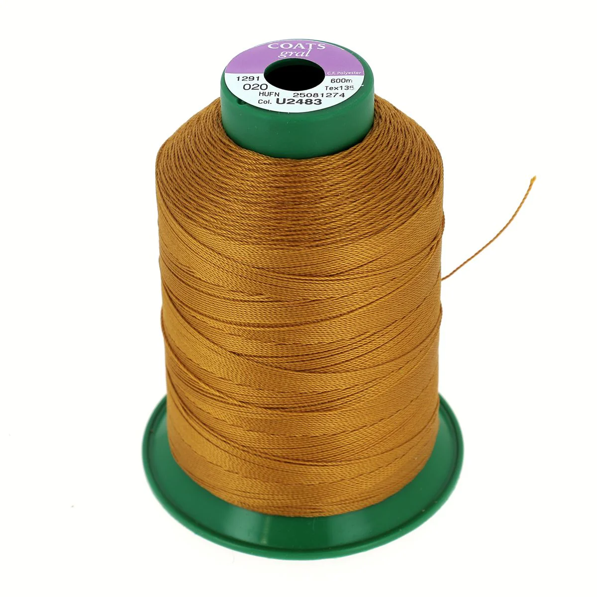 Bobine de fil polyester GRAL N°20 - 600m Marron Fauve U2483