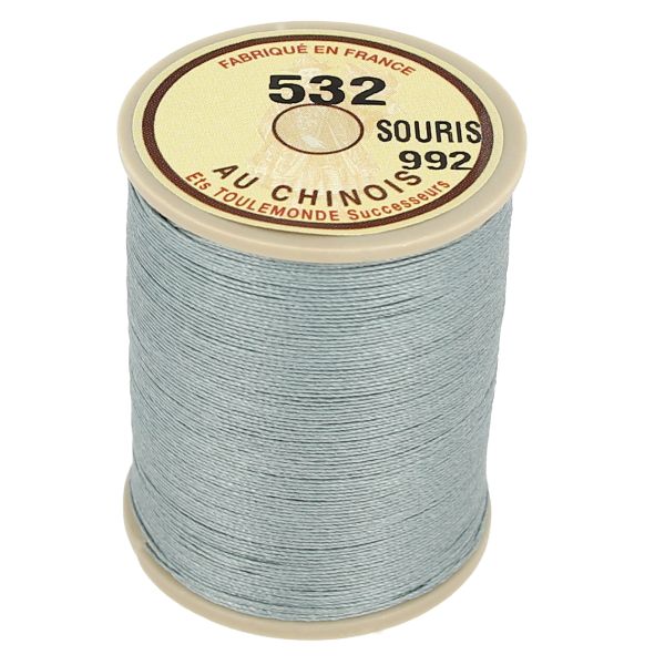 Bobine de 250m de fil de lin AU CHINOIS câblé glacé - 532 Gris souris 992