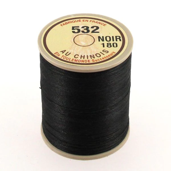 Bobine de 250m de fil de lin AU CHINOIS câblé glacé - 532 Noir 180