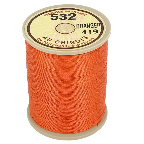 Bobine de 250m de fil de lin AU CHINOIS câblé glacé - 532 Orange 419