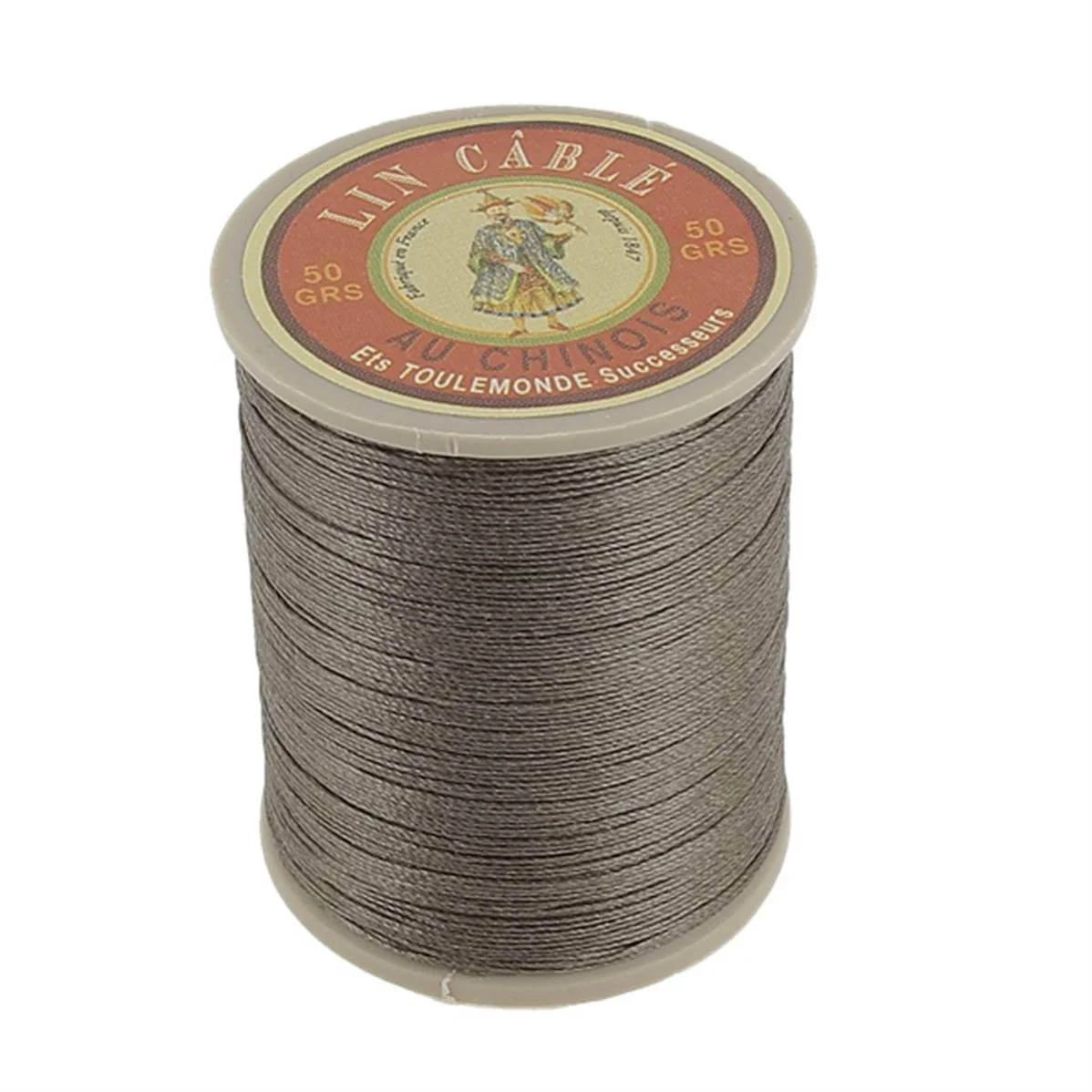Bobine de 250m de fil de lin AU CHINOIS câblé glacé - 532 Taupe 518