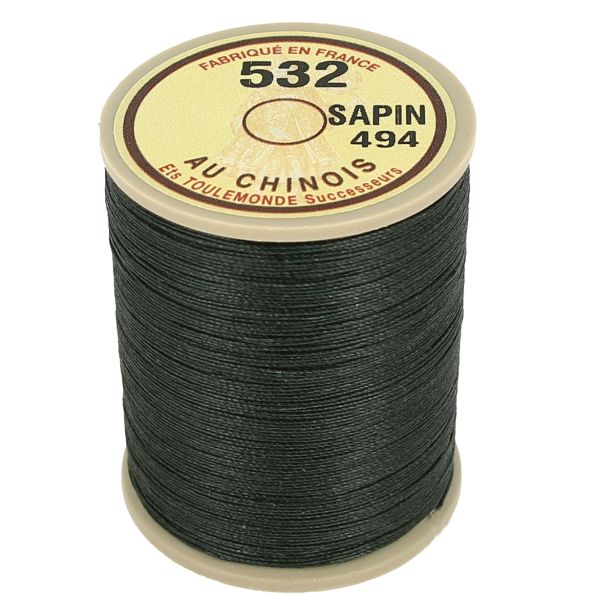 Bobine de 250m de fil de lin AU CHINOIS câblé glacé - 532 Vert sapin 494