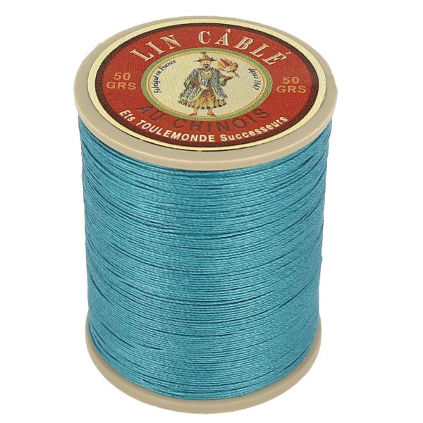 Bobine de 285m de fil de lin AU CHINOIS câblé glacé - 632 Bleu canard 863