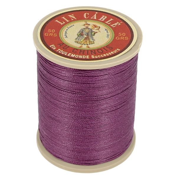 Bobine de 375m de fil de lin AU CHINOIS câblé glacé - 832 Violet 218