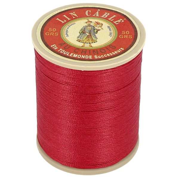 Bobine de 200m de fil de lin AU CHINOIS câblé glacé - 432 Rouge 128