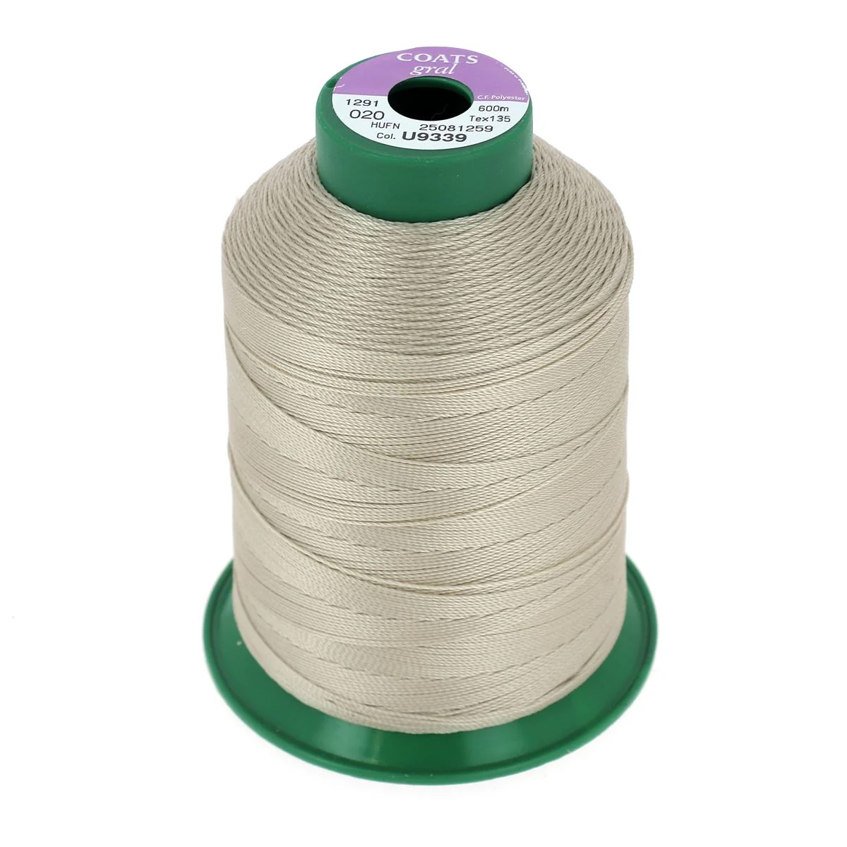 Bobine de fil polyester GRAL N°20 - 600m Beige Lin U9339