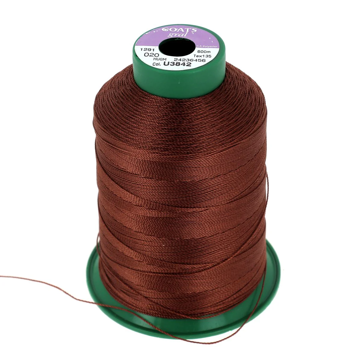 Bobine de fil polyester GRAL N°20 - 600m Marron Moyen U3842