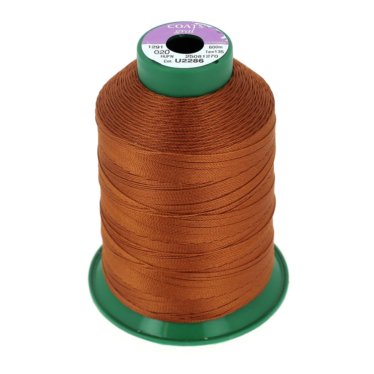 Bobine de fil polyester GRAL N°20 - 600m Marron Rouillé U2286