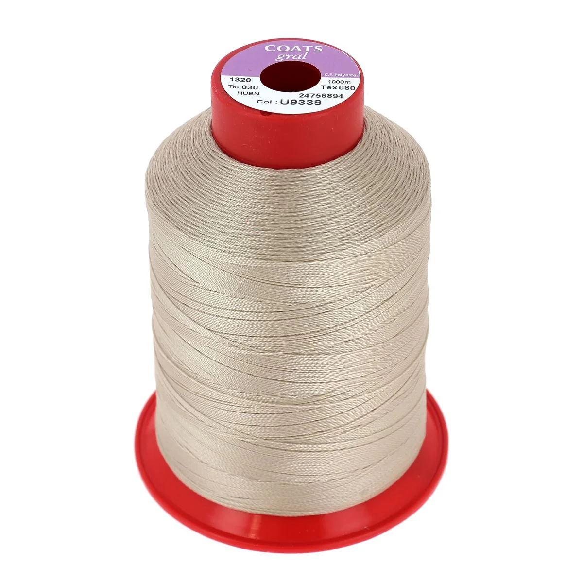 Bobine de fil polyester GRAL N°30 - 1000m Beige Lin U9339