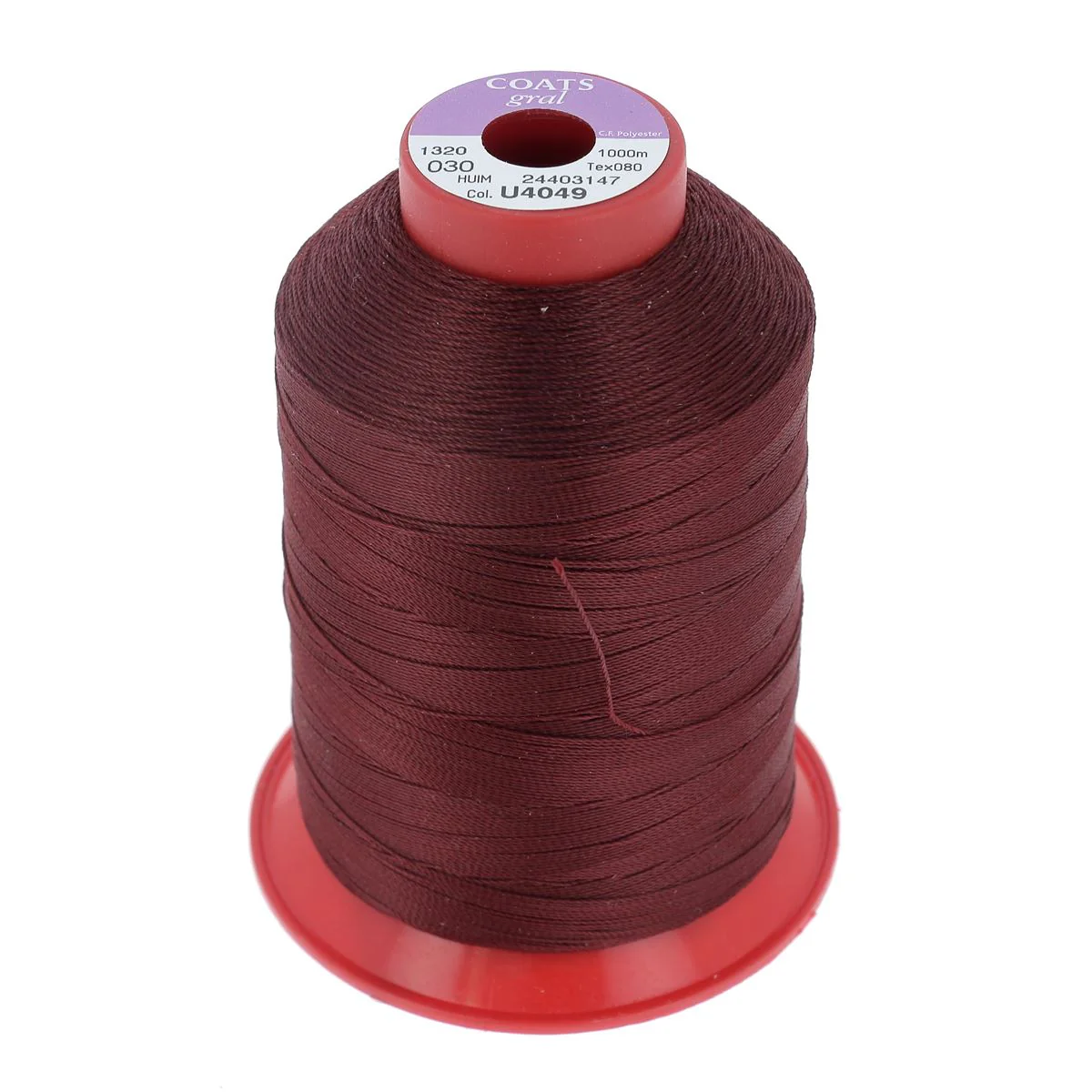 Bobine de fil polyester GRAL N°40 - 1000m Bordeaux U4049