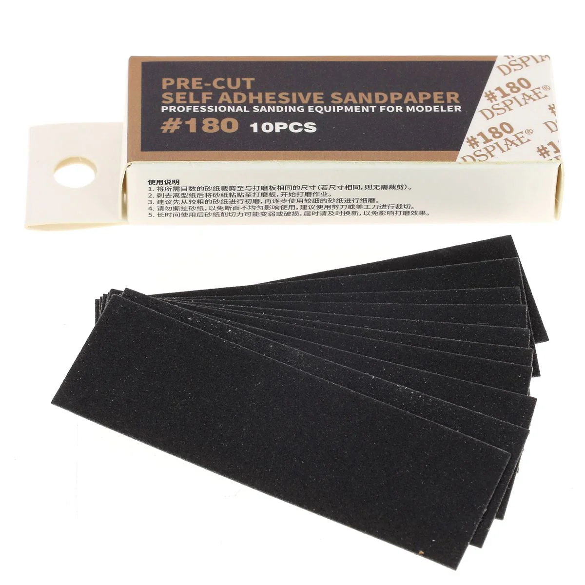 Boite de 10 feuilles de papier de verre autocollantes 25x75mm