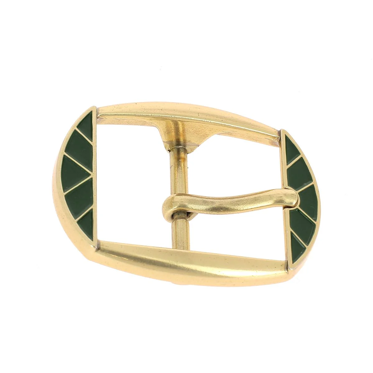 Boucle de ceinture double MEL - LAITON SATINÉ et VERT - 30mm