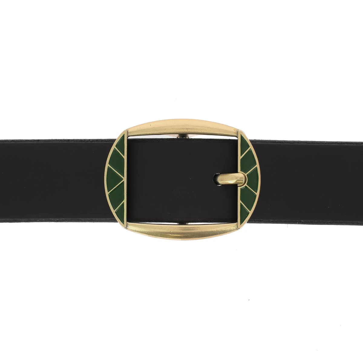 Boucle de ceinture double MEL - LAITON SATINÉ et VERT - 30mm - Image 2