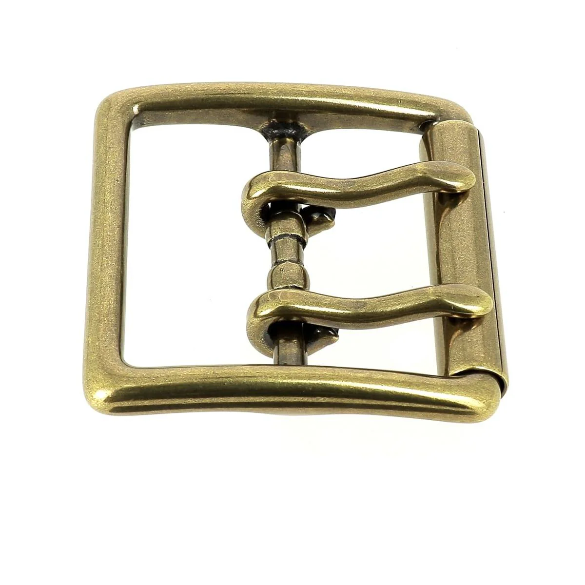 Boucle de ceinture double ardillon en laiton massif MIK - LAITON VIEILLI - 40mm - Image 3