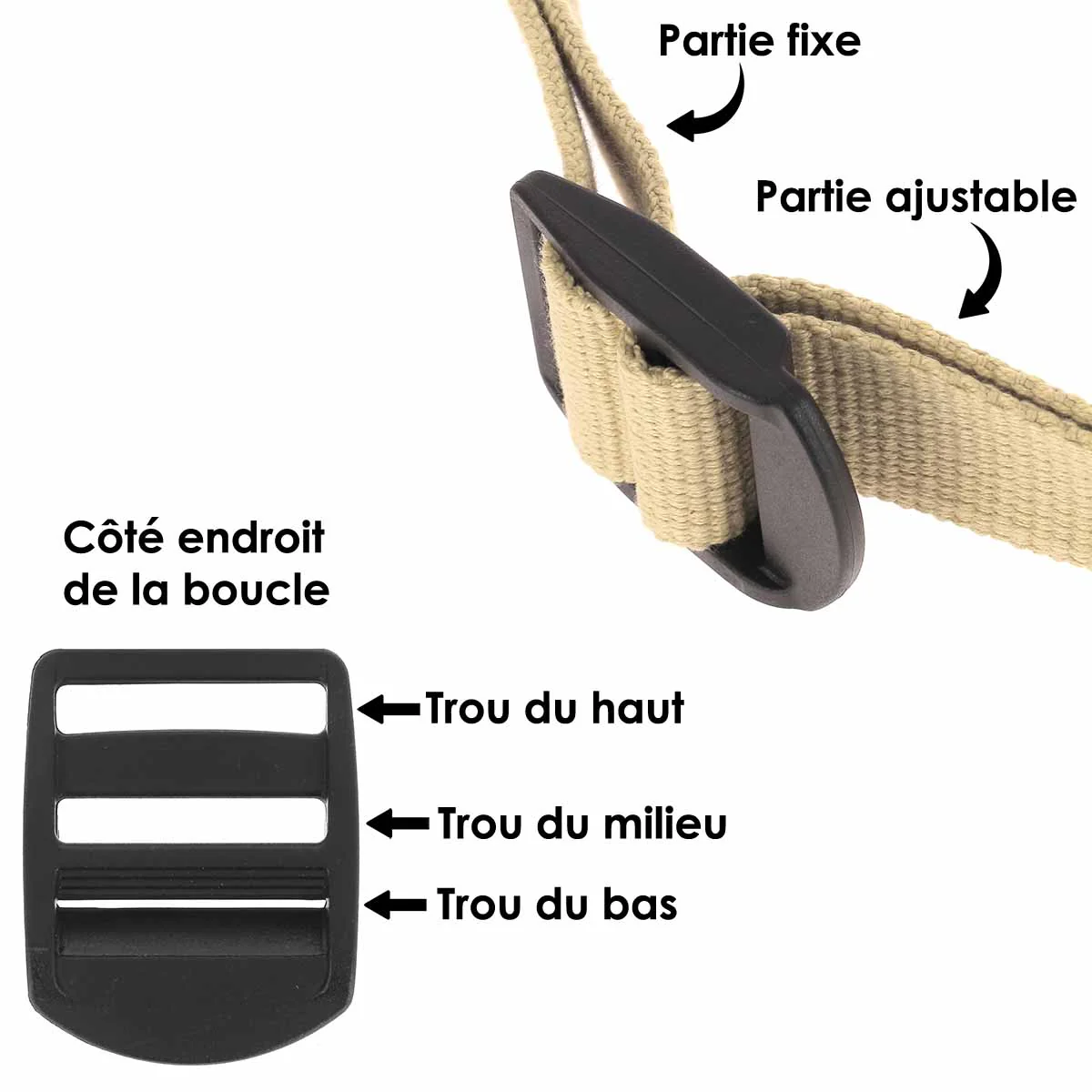 Boucle de réglage autobloquante en plastique - NOIR - Image 3
