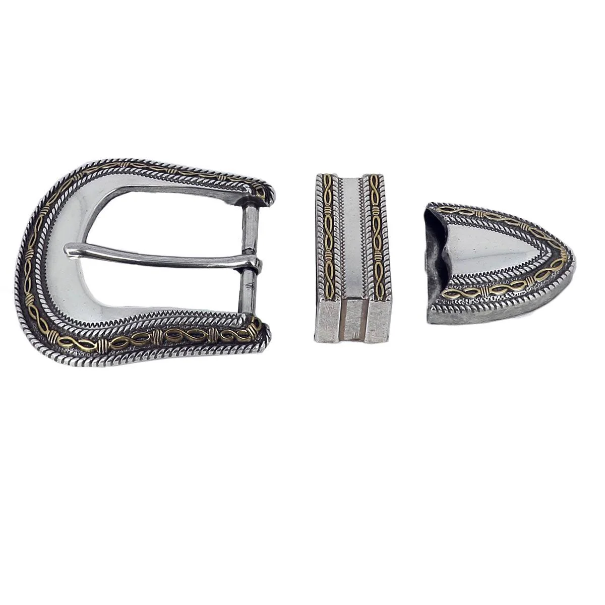 Boucle de ceinture mexicaine JUAN - NICKELÉ et LAITON VIEILLI - 35mm