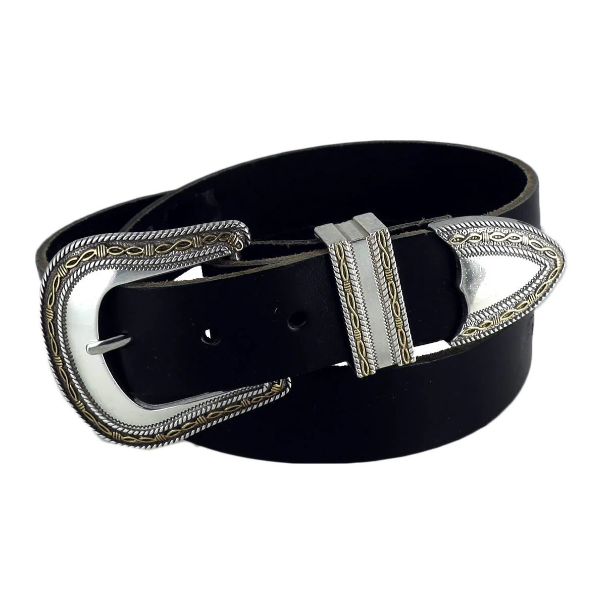 Boucle de ceinture mexicaine JUAN - NICKELÉ et LAITON VIEILLI - 35mm - Image 2