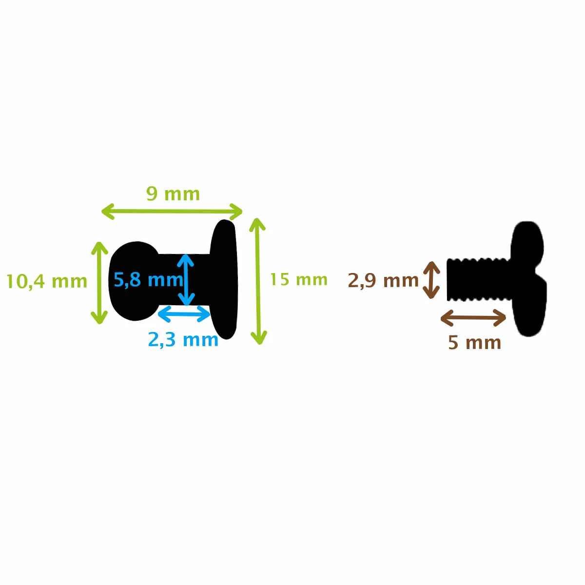 Gros bouton de col 10,4mm avec vis 2,9x5mm en laiton - S. Poursin - Image 3