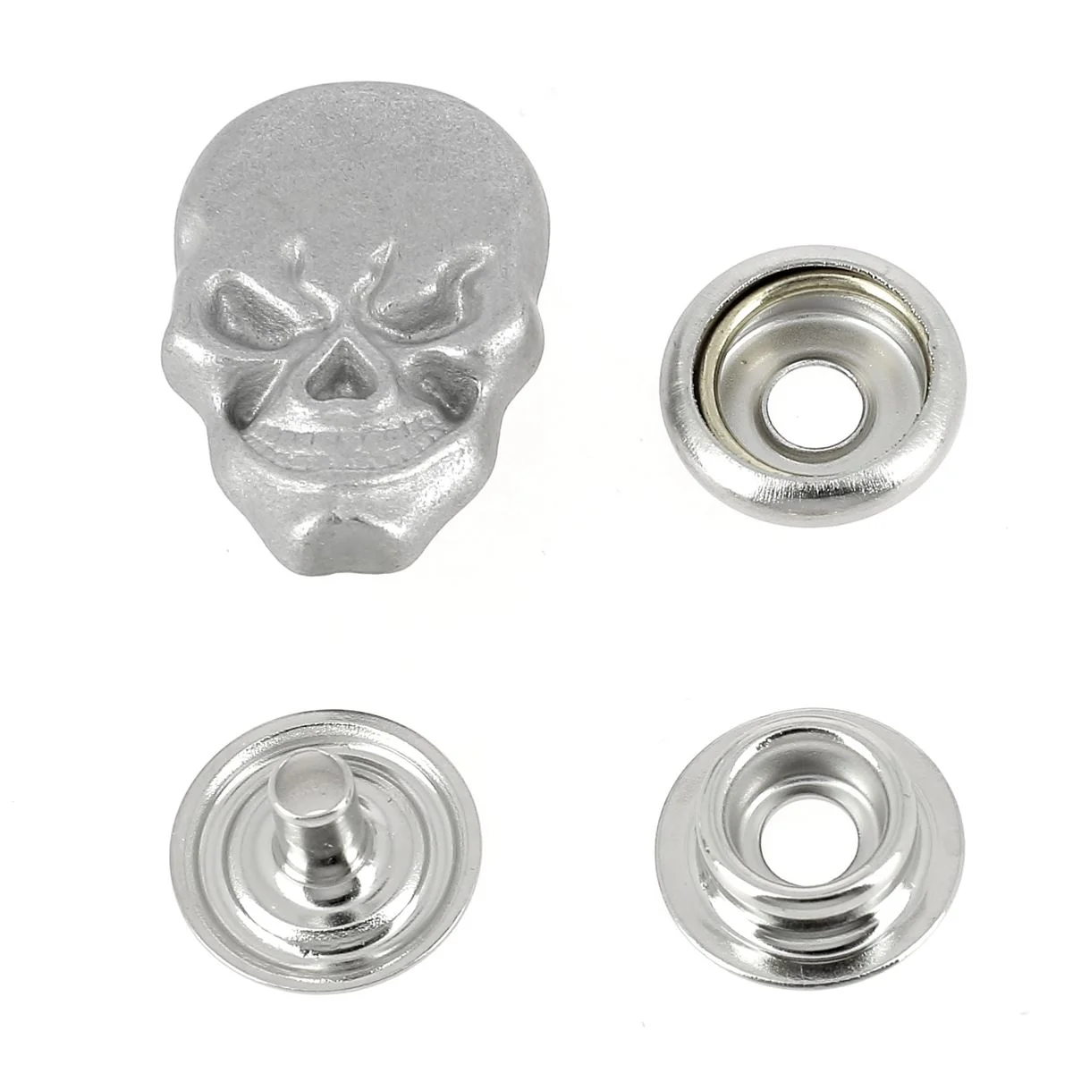Bouton pression Tête de mort - VIEUX NICKEL - LINE 24 : 15mm