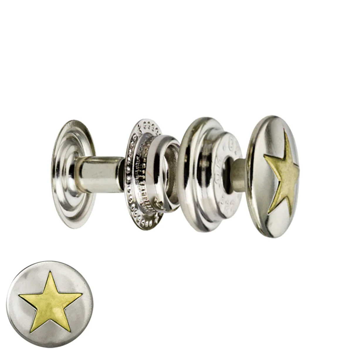 Lot de 10 Boutons pression Étoile en inox - LINE 24 : 15mm
