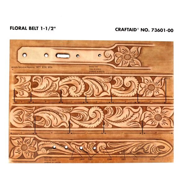 Calque réutilisable pour le transfert de motifs sur cuir - FLORAL pour ceintures