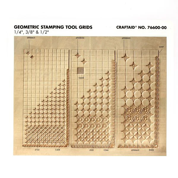 Calque réutilisable pour le transfert de motifs sur cuir - GRILLES GEOMETRIQUES