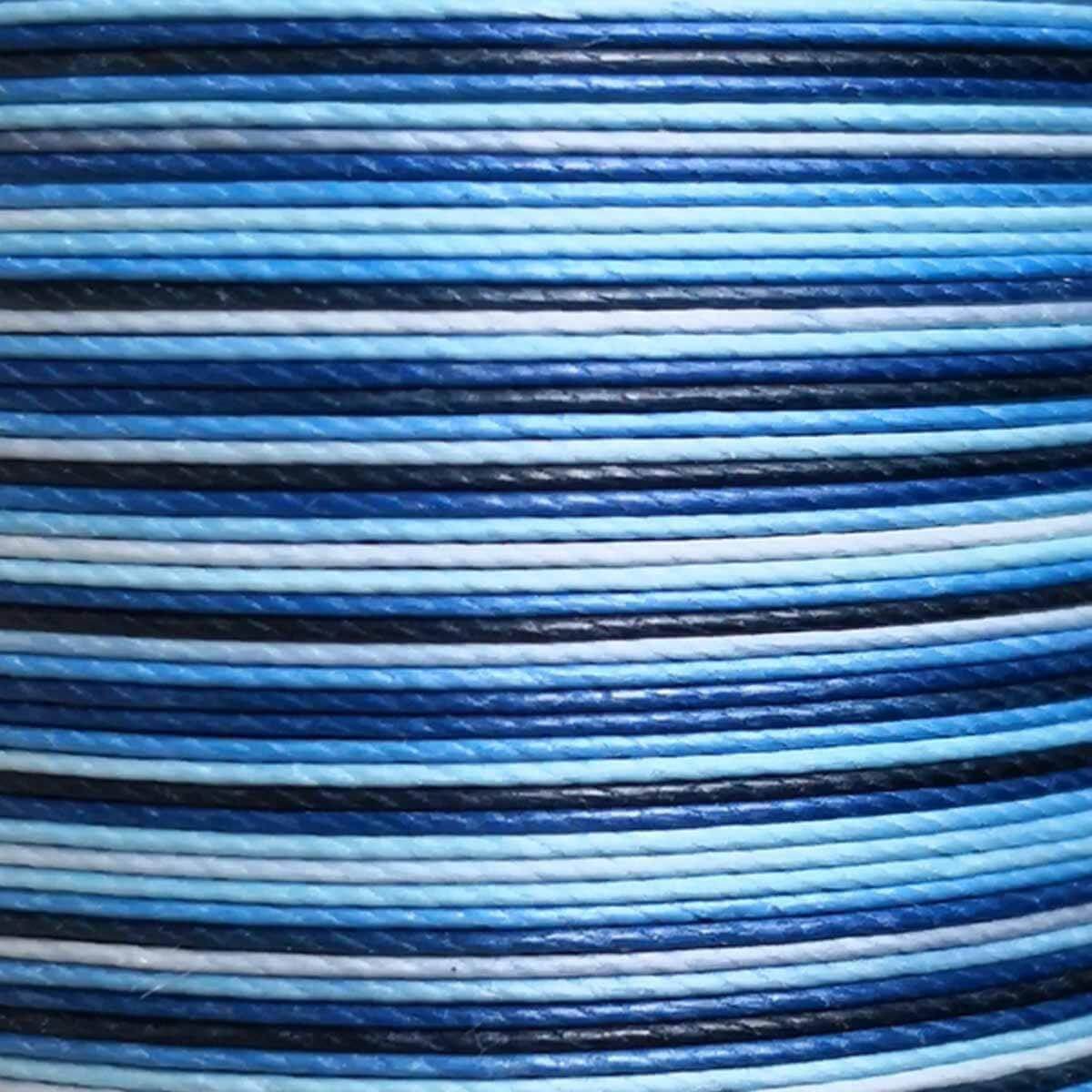 Cartonnette de 8m de fil de lin ciré MeiSi super fine M60 - 0,65 mm - DÉGRADÉ BLEU - MS071