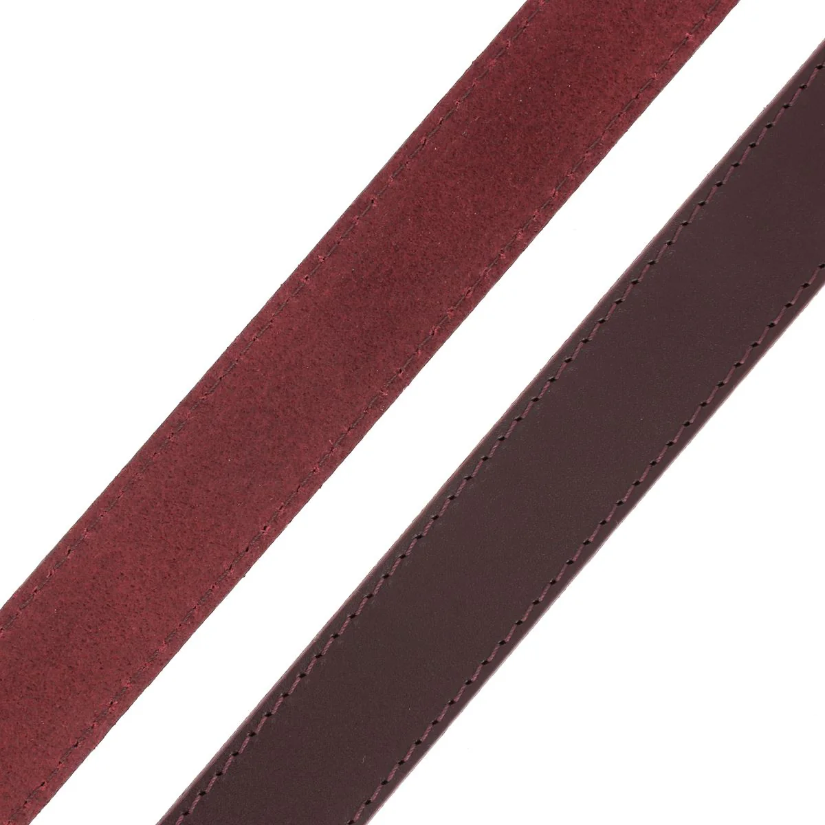Ceinture cousue en cuir de croupon tannage végétal - BORDEAUX - Image 3