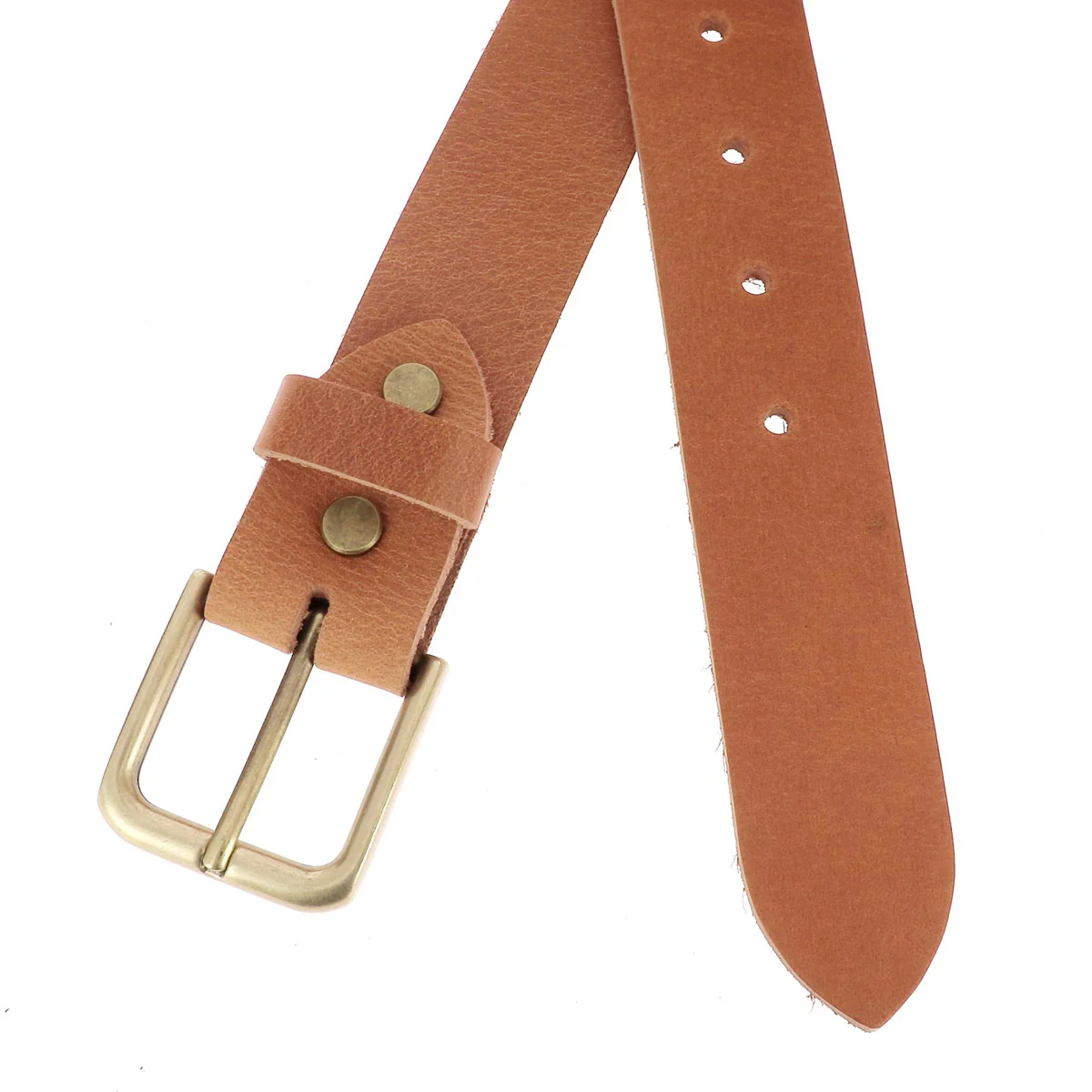 Kit DIY - Ceinture en cuir sans couture - COGNAC - Épaisseur 3,5mm - Vis chicago Laiton Vieilli - Image 2