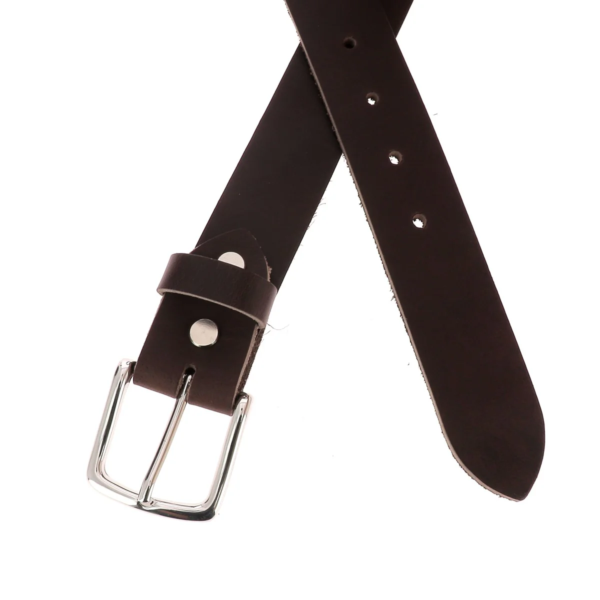 Kit DIY - Ceinture en cuir sans couture - MARRON - Épaisseur 3,5mm - Vis chicago Nickelé - Image 2