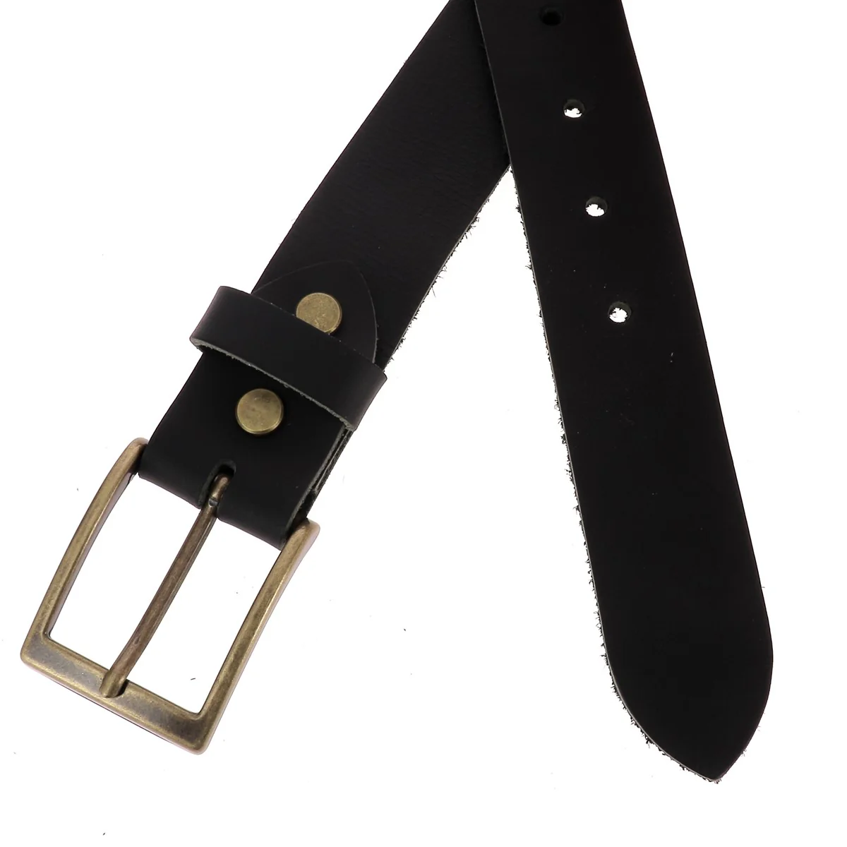 Kit DIY - Ceinture en cuir sans couture - NOIR - Épaisseur 3,5mm - Vis chicago Laiton Vieilli - Image 2