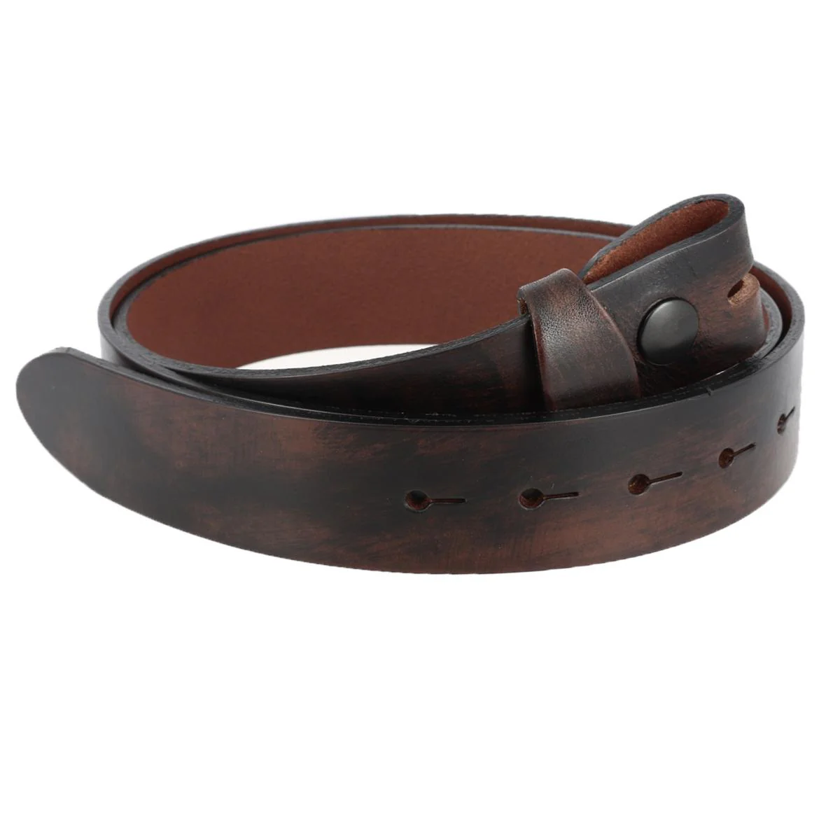 Ceinture en cuir pleine fleur - MARRON ANTIQUE - Boucle interchangeable - Image 3