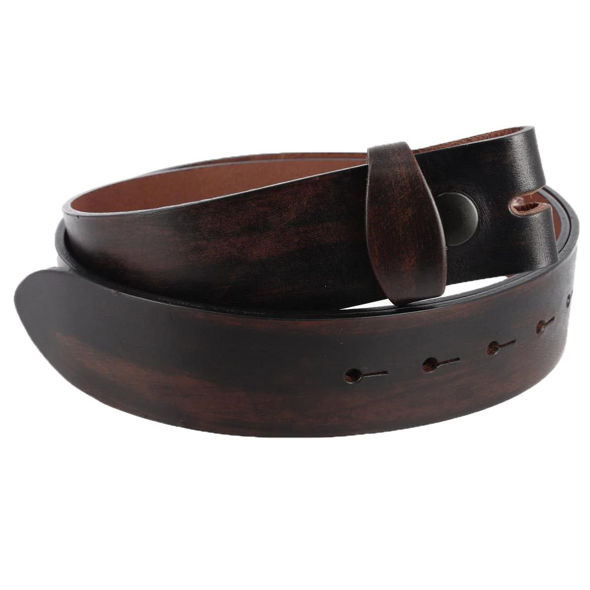 Ceinture en cuir pleine fleur - MARRON ANTIQUE - Boucle interchangeable - Image 4