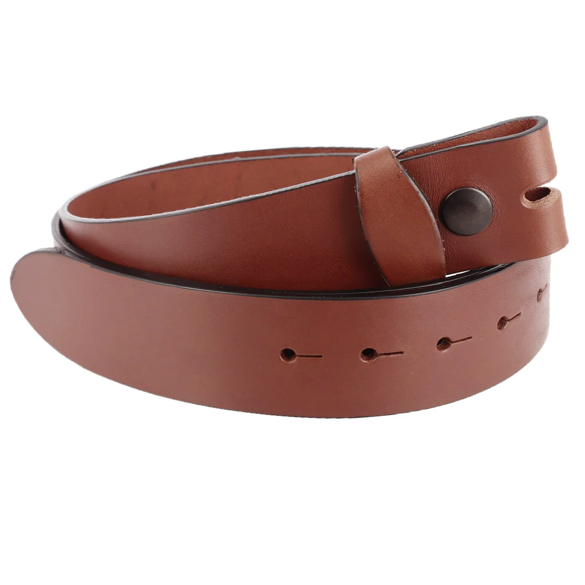 Ceinture en cuir pleine fleur - MARRON - Pour boucle interchangeable - Image 3