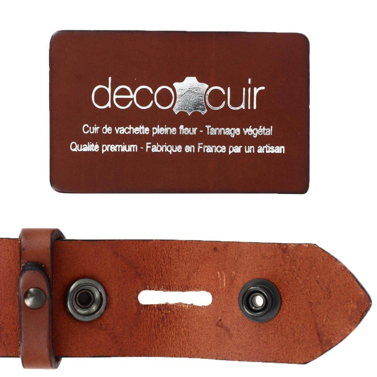 Ceinture en cuir pleine fleur - MARRON - Pour boucle interchangeable - Image 5