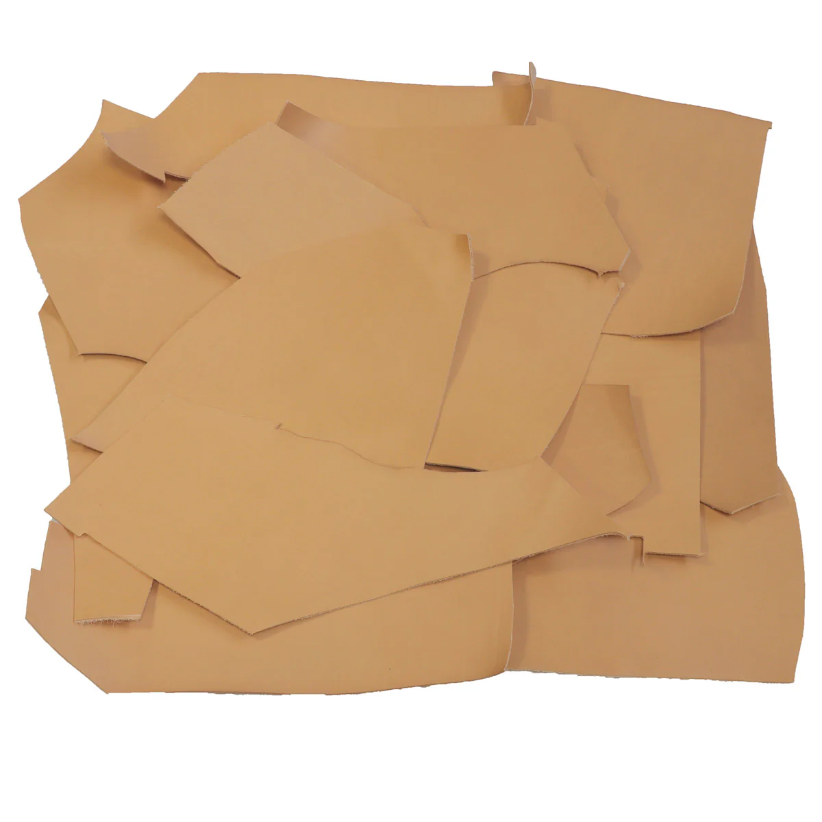 1 kg de chutes de cuir de veau tannage végétal teinté - MARRON CLAIR INCA - Ép 2 mm - Image 2