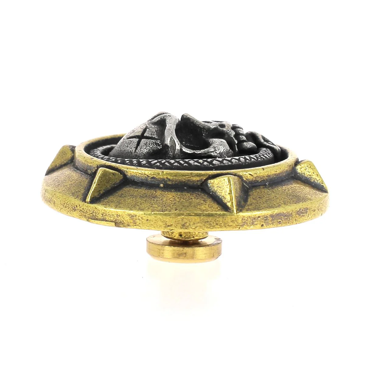 Concho à visser en laiton TÊTE DE MORT ENCERCLÉE - 30mm - Laiton vieilli et argent vieilli - Image 3