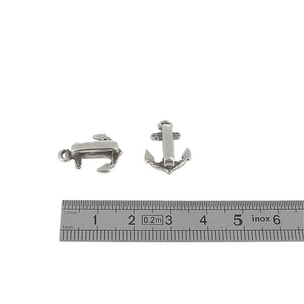 Coulissant ANCRE - Lanière de 10 mm - ARGENT VIEILLI - Image 2