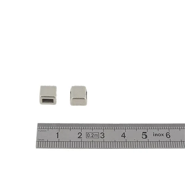 Coulissant CARRE VIDE - Lanière de 5 mm - ARGENT VIEILLI - Image 2