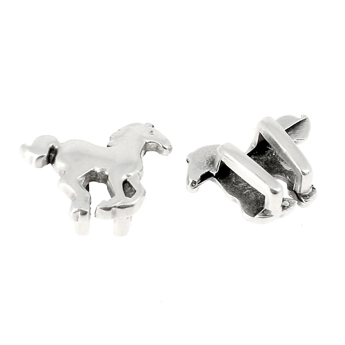 Coulissant CHEVAL - Lacet plat 5mm - ARGENT VIEILLI - Image 2