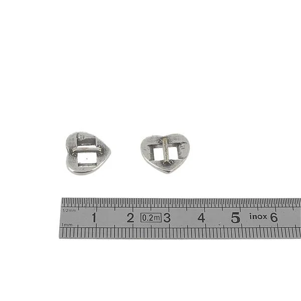 Coulissant COEUR TRAVERSE - Lanière de 5 mm - ARGENT VIEILLI - Image 2
