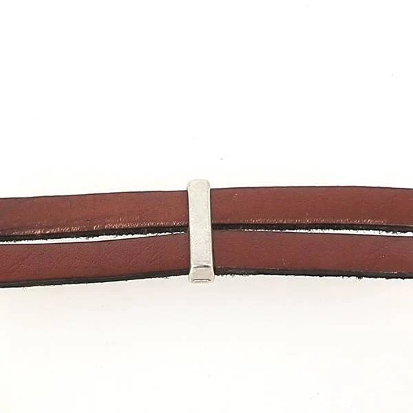 Coulissant DEUX BANDES - Lanière de 10 mm - ARGENT VIEILLI